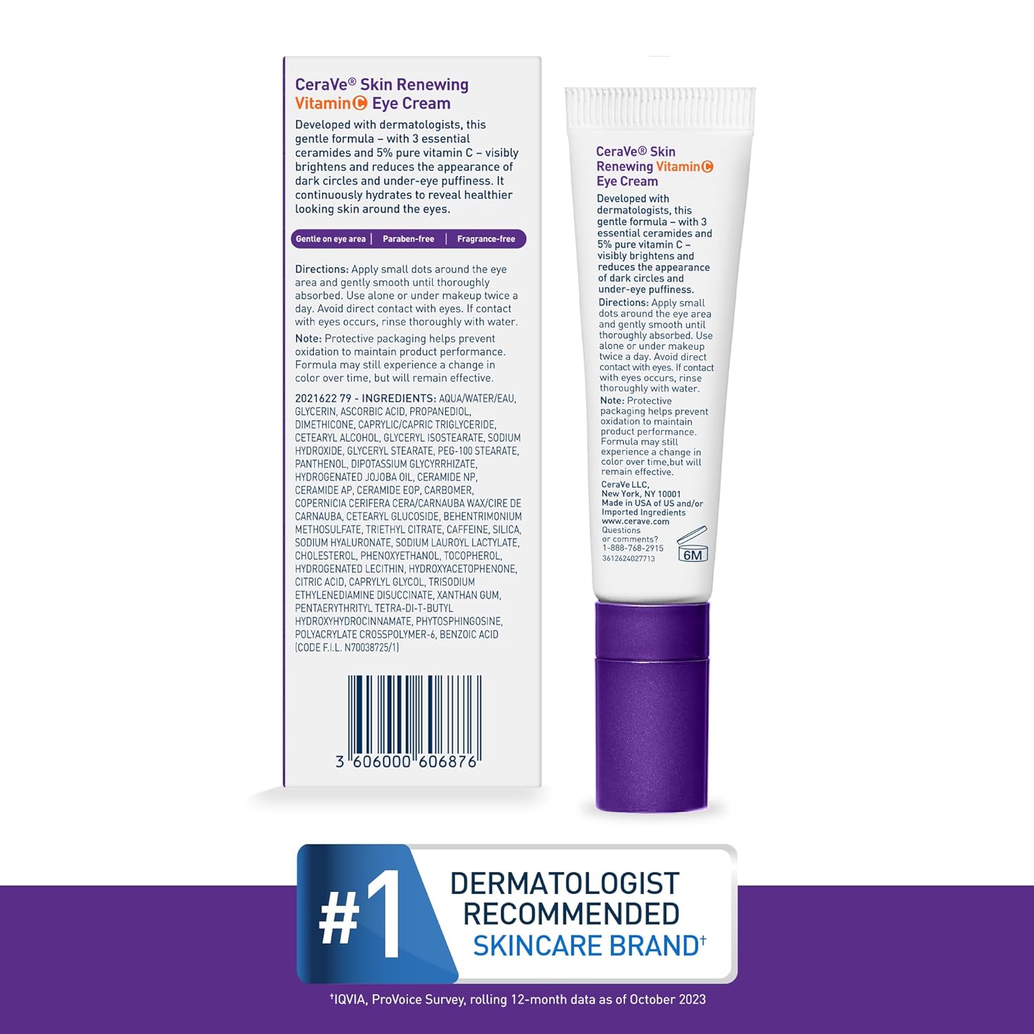CeraVe Skin Renewing Vitamin C Eye Cream – Daily Brightening Ritual for Tired Eyes, Morning and Night Skincare