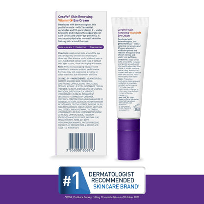 CeraVe Skin Renewing Vitamin C Eye Cream – Daily Brightening Ritual for Tired Eyes, Morning and Night Skincare