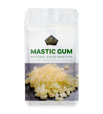 Cerez Pazari Natural Mastic Gum 0.88 oz (25g), Greek Chios Pure Resin, Sugarless Gum Made From Resin Of Mastiha Trees, Jaw Exerciser, Vegan, Non-GMO