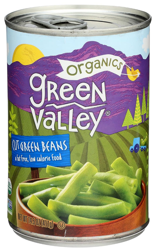 certified organic cut green beans in a 14.5 oz can