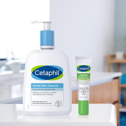 Cetaphil Hydrating Eye Gel-Cream – Nightly Self-Care Ritual for Sensitive Eyes, 24-Hour Hyaluronic Acid Hydration