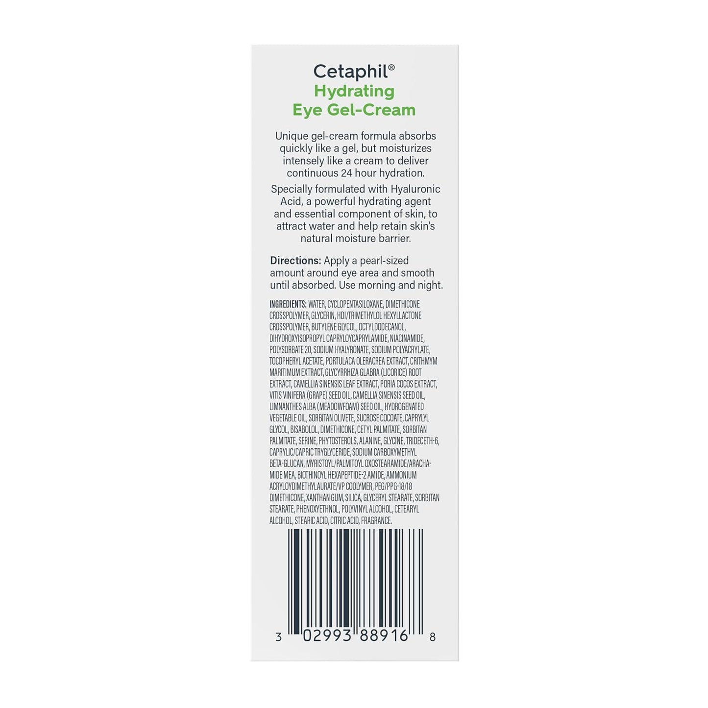 Cetaphil Hydrating Eye Gel-Cream – Nightly Self-Care Ritual for Sensitive Eyes, 24-Hour Hyaluronic Acid Hydration