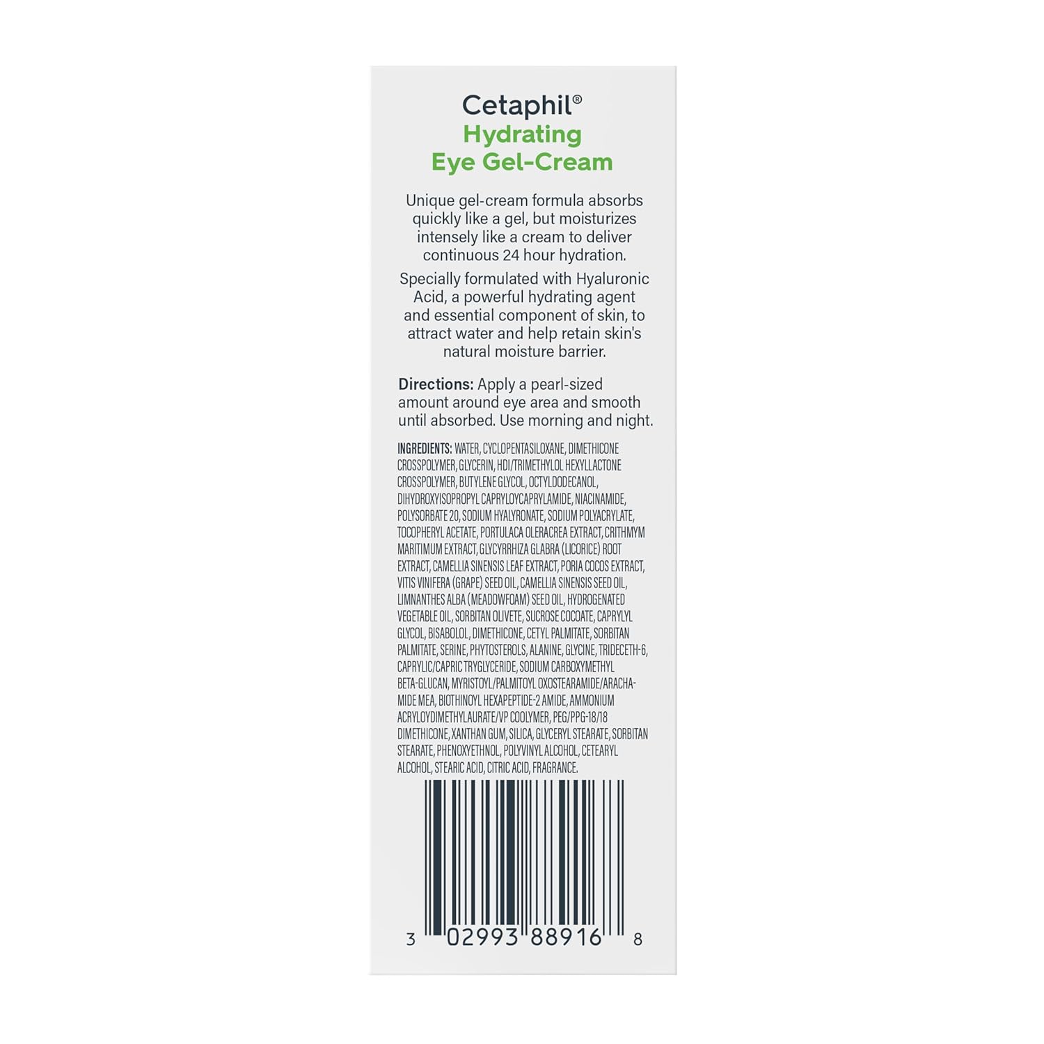Cetaphil Hydrating Eye Gel-Cream – Nightly Self-Care Ritual for Sensitive Eyes, 24-Hour Hyaluronic Acid Hydration