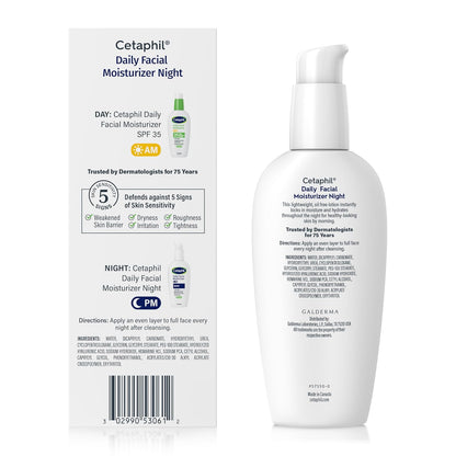 Cetaphil Night Moisturizer – Clean, Lightweight Facial Cream for Effortless Skincare