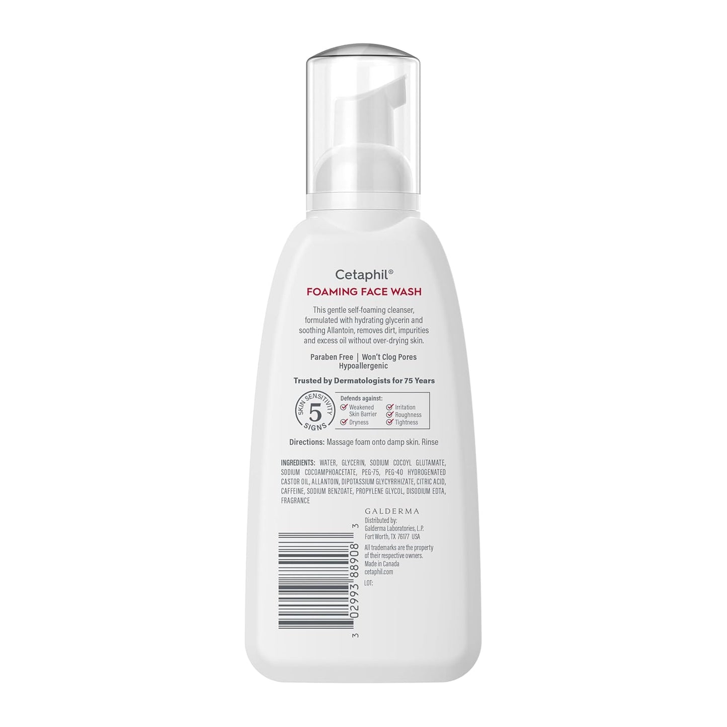 Cetaphil Redness Relieving Foaming Face Wash – Simple, Unscented Daily Cleanser for Sensitive Skin