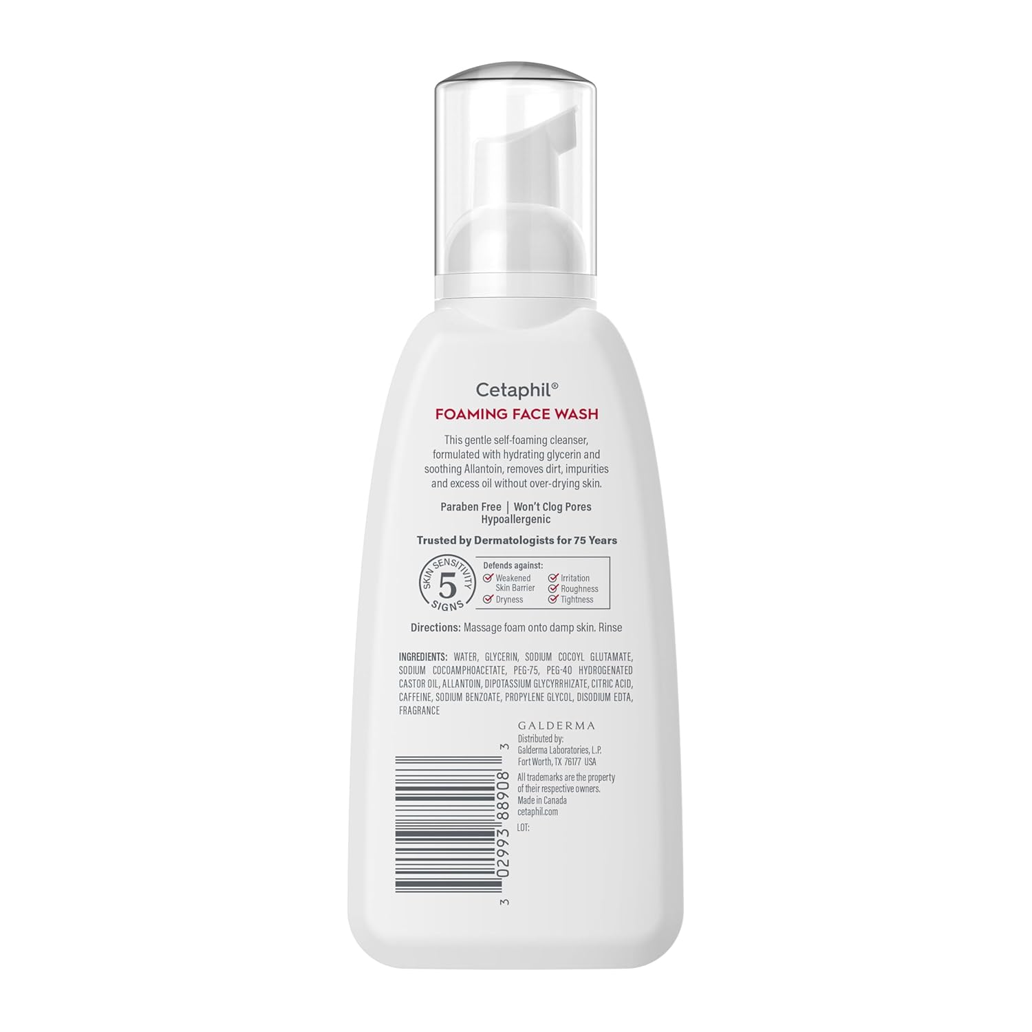 Cetaphil Redness Relieving Foaming Face Wash – Simple, Unscented Daily Cleanser for Sensitive Skin