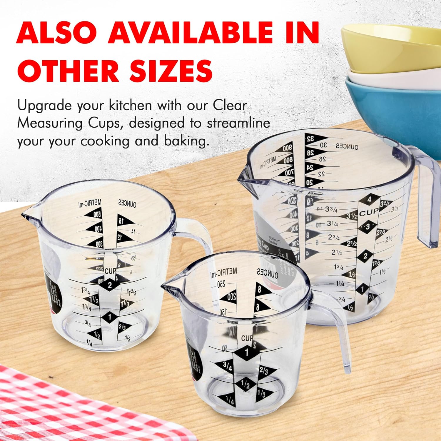 Chef Craft Select Plastic Measuring Cup – Shatterproof Replacement for Glass Measuring Cup, 1 Cup Clear