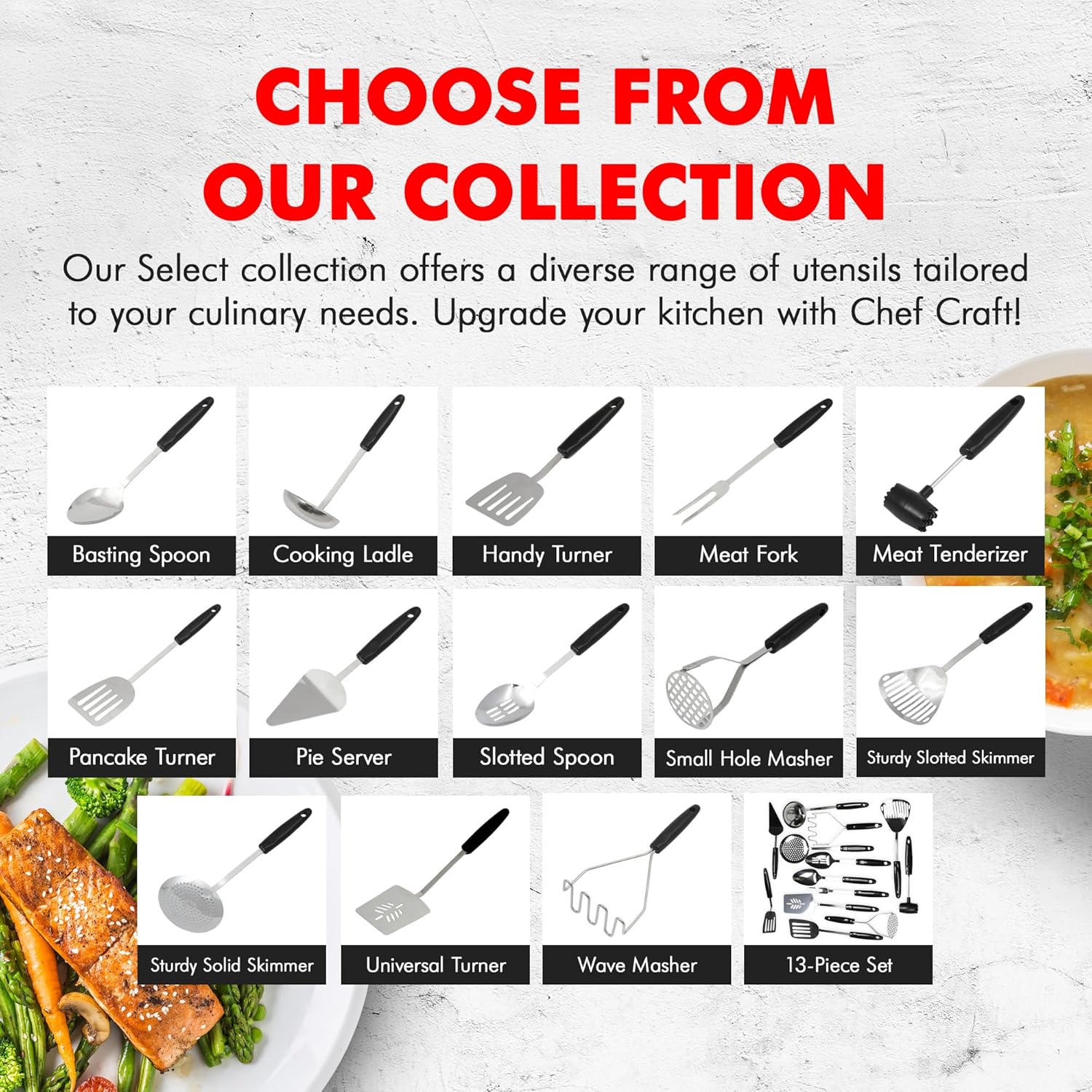 Chef Craft Select Sturdy Masher – Non-Scratch Stainless Steel Head Safe for Premium Cookware Surfaces