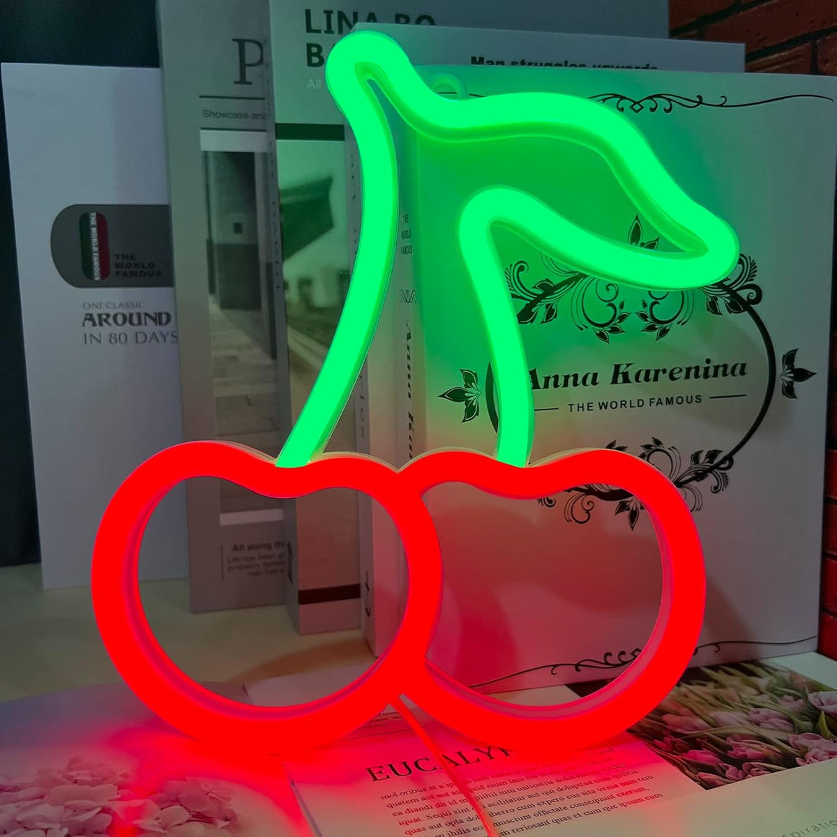 Cherry Neon Sign - Flameless LED Wall Light, Safe Bedroom Lighting Around Kids and Pets