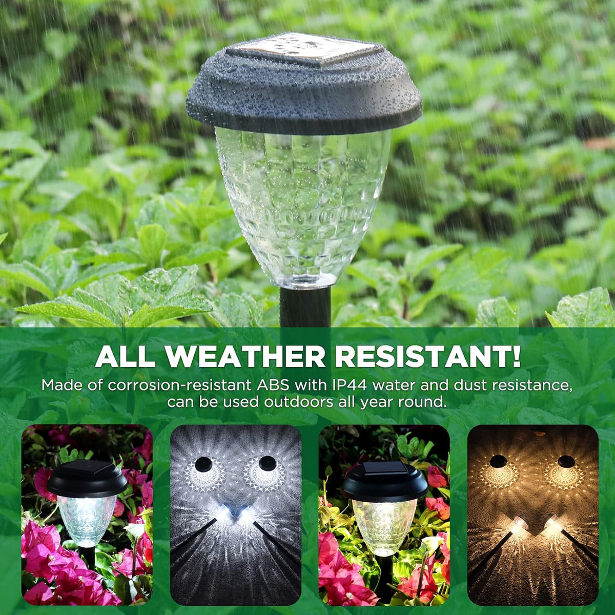 Child and Pet Friendly Solar Garden Lights, No Wiring Auto On/Off Driveway and Fence Edge Lighting