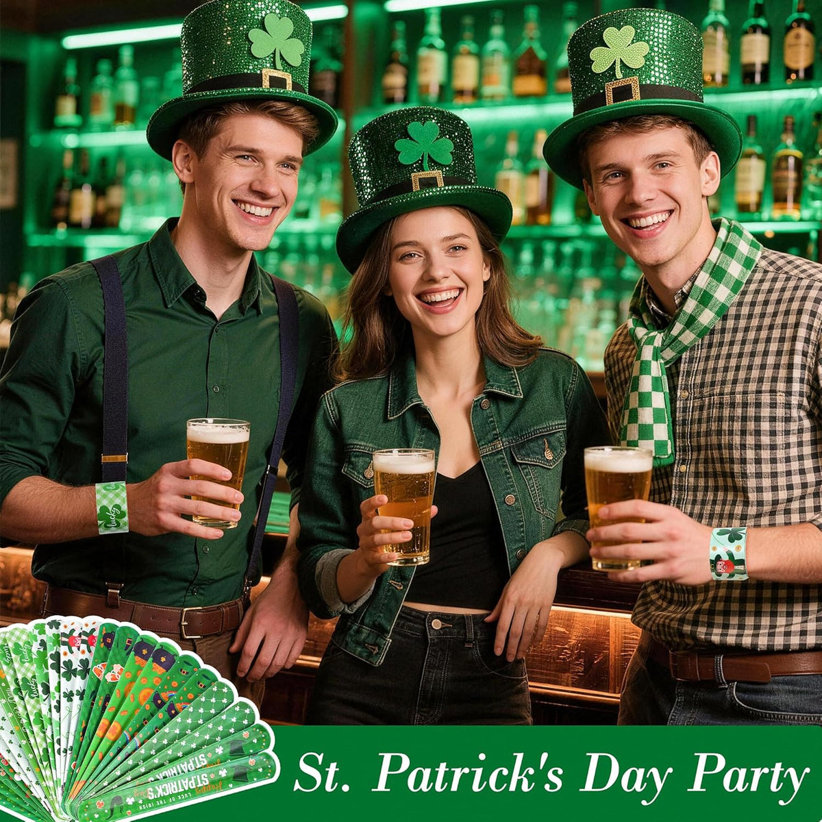 Childom St. Patrick's Day Slap Bracelet 36 Pack – Affordable Holiday Gift for Students and Classmates