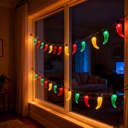 Chili Lights Co. Outdoor Chili Pepper String Lights – Patio Party Lighting, 18 ft Waterproof LED for Garden and Arbor
