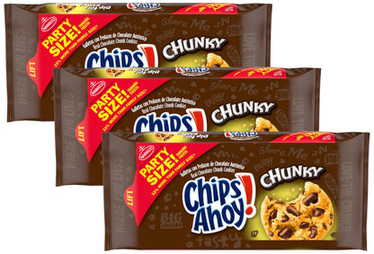 CHIPS AHOY! Chunky Chocolate Chunk Cookies, Party Size, 24.75 oz (Pack of 3)