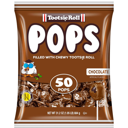 chocolate-flavored hard candy shell with a chewy tootsie roll center