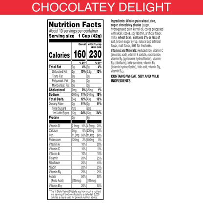 chocolatey chunks mixed with crunchy wheat and rice flakes