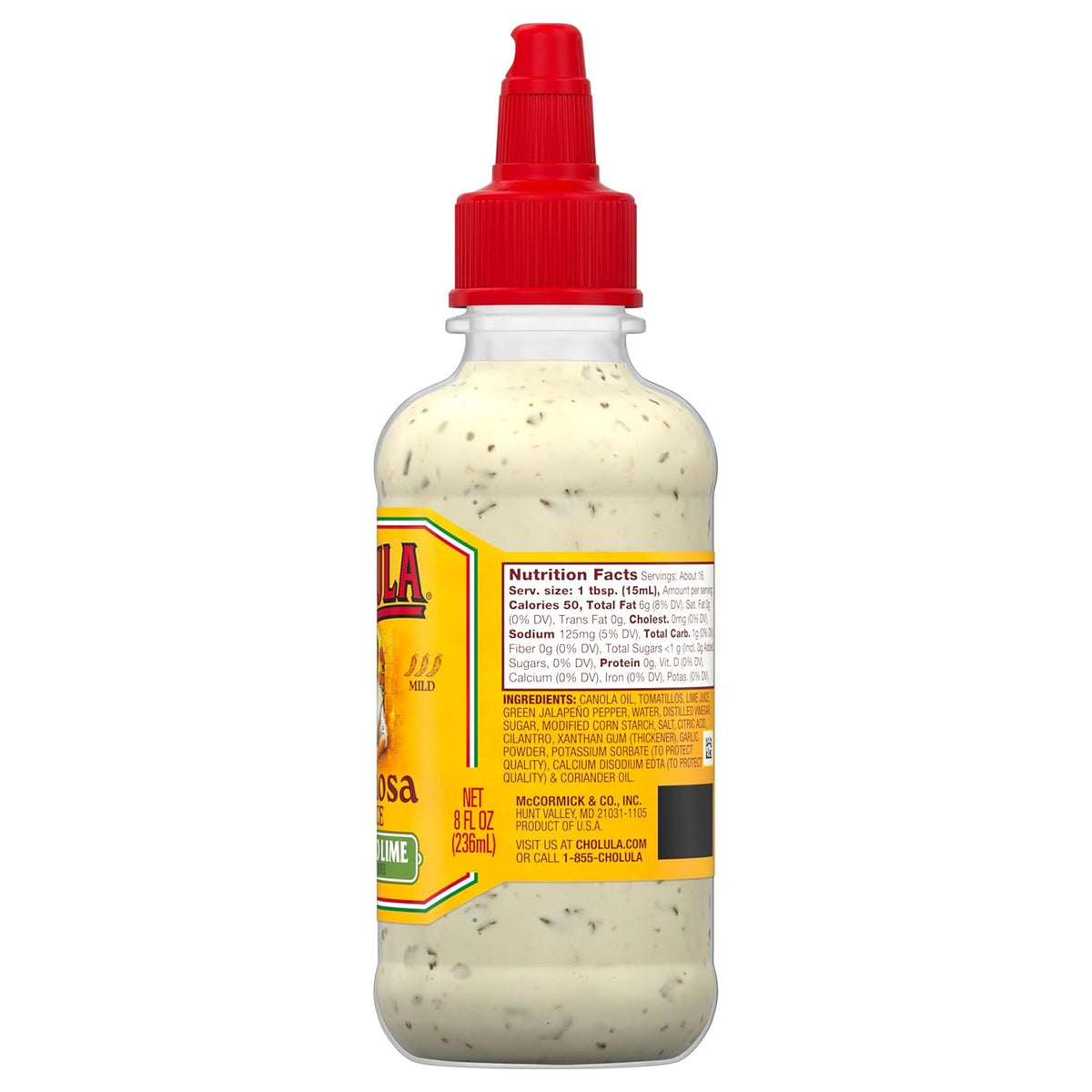 Cholula Cilantro Lime Cremosa Sauce – Fresh Flavor Drizzle for Mindful Breakfast Bowls & Avocado Toast, 8 fl oz Squeezable
