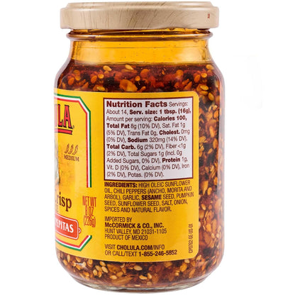 Cholula Salsa Macha Crunchy Chili Crisp – Thoughtful Housewarming Gift for Foodies, 8 oz Glass Jar