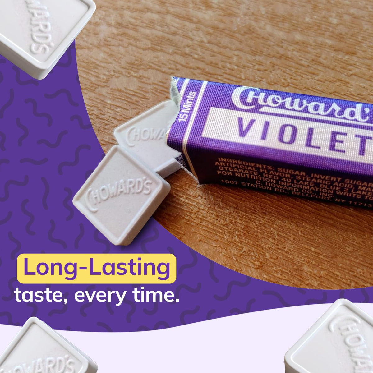 Choward's Violet Mints Candy 6-Pack – Thoughtful Housewarming and Holiday Gift for Her, Individually Wrapped Retro Treats