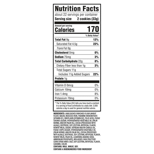 chunky chocolatey chip cookie formulation with bold chocolate pieces