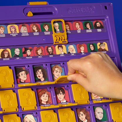 classic guess who? yes/no question mechanic adapted with magical themes like wands and flying creatures