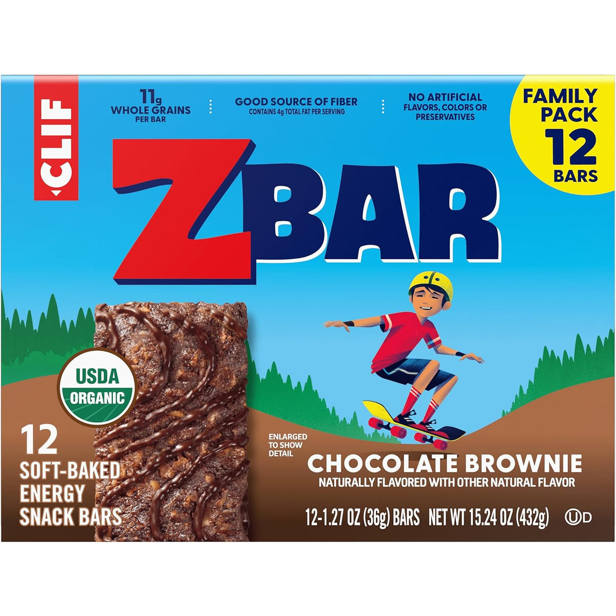 CLIF Kid Zbar Chocolate Brownie Soft-Baked Bars – Energy Snack for Bike Rides and Playground Days, 12 Count