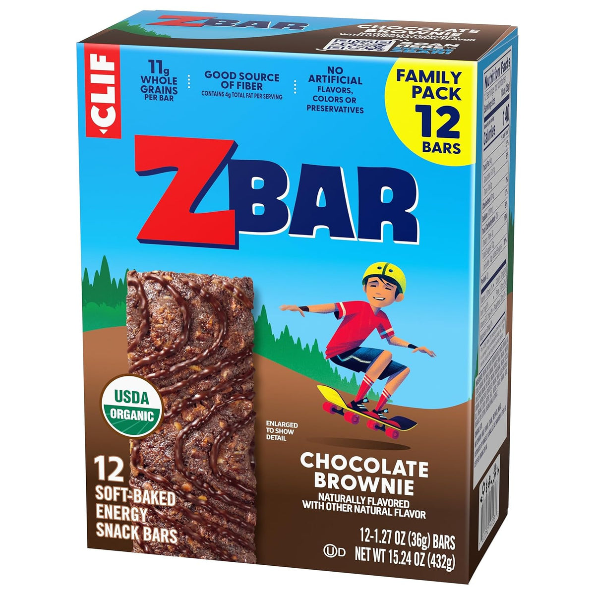 CLIF Kid Zbar Chocolate Brownie Soft-Baked Bars – Energy Snack for Bike Rides and Playground Days, 12 Count