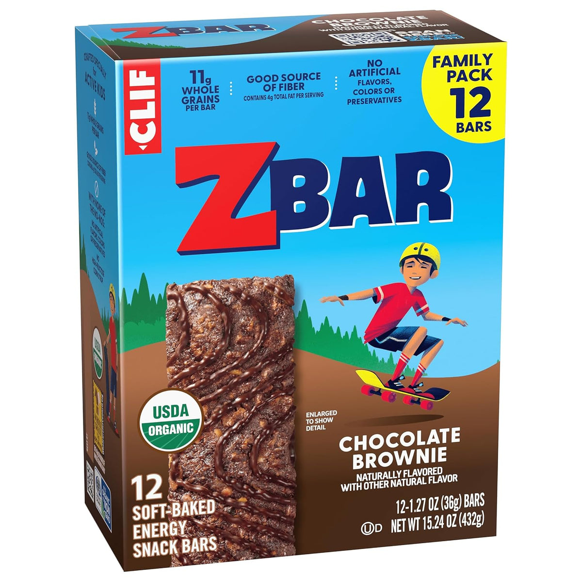 CLIF Kid Zbar Chocolate Brownie Soft-Baked Bars – Energy Snack for Bike Rides and Playground Days, 12 Count