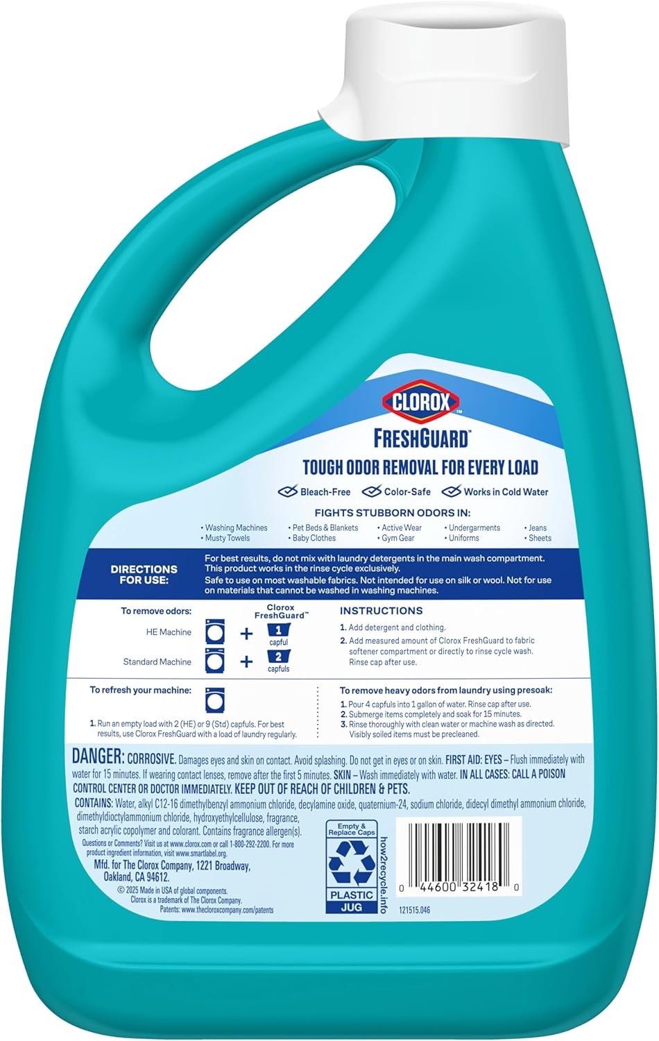 Clorox FreshGuard Laundry Odor Remover for Nursery and Playroom, 0% Bleach Odor Fighter for Sensitive Skin and Baby Clothes