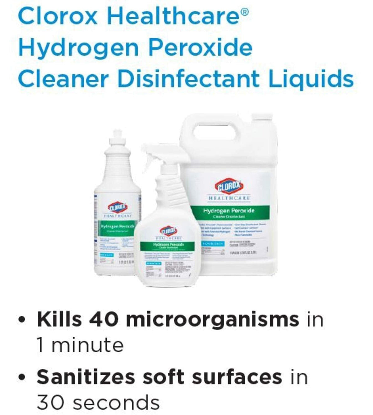 Clorox Healthcare Hydrogen Peroxide Cleaner Disinfectant – Fragrance-Free Disinfectant for Outpatient Surgery Recovery Bays and Exam Tables