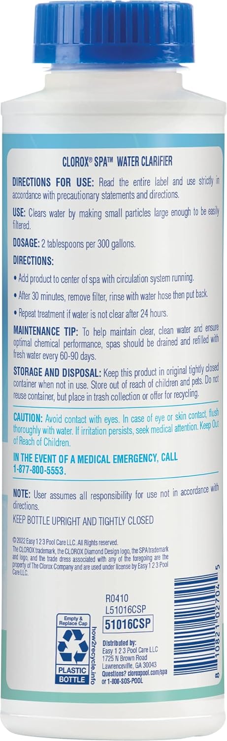 Clorox® Pool&Spa™ Spa Water Clarifier – Effortless One-Step Spa Clarity for Intentional Home Owners, Less Is More Routine