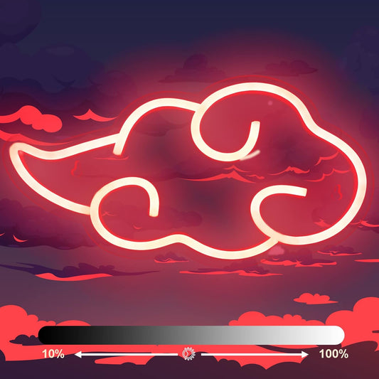cloud-shaped led neon tube mounted on acrylic backboard with two pre-drilled mounting holes