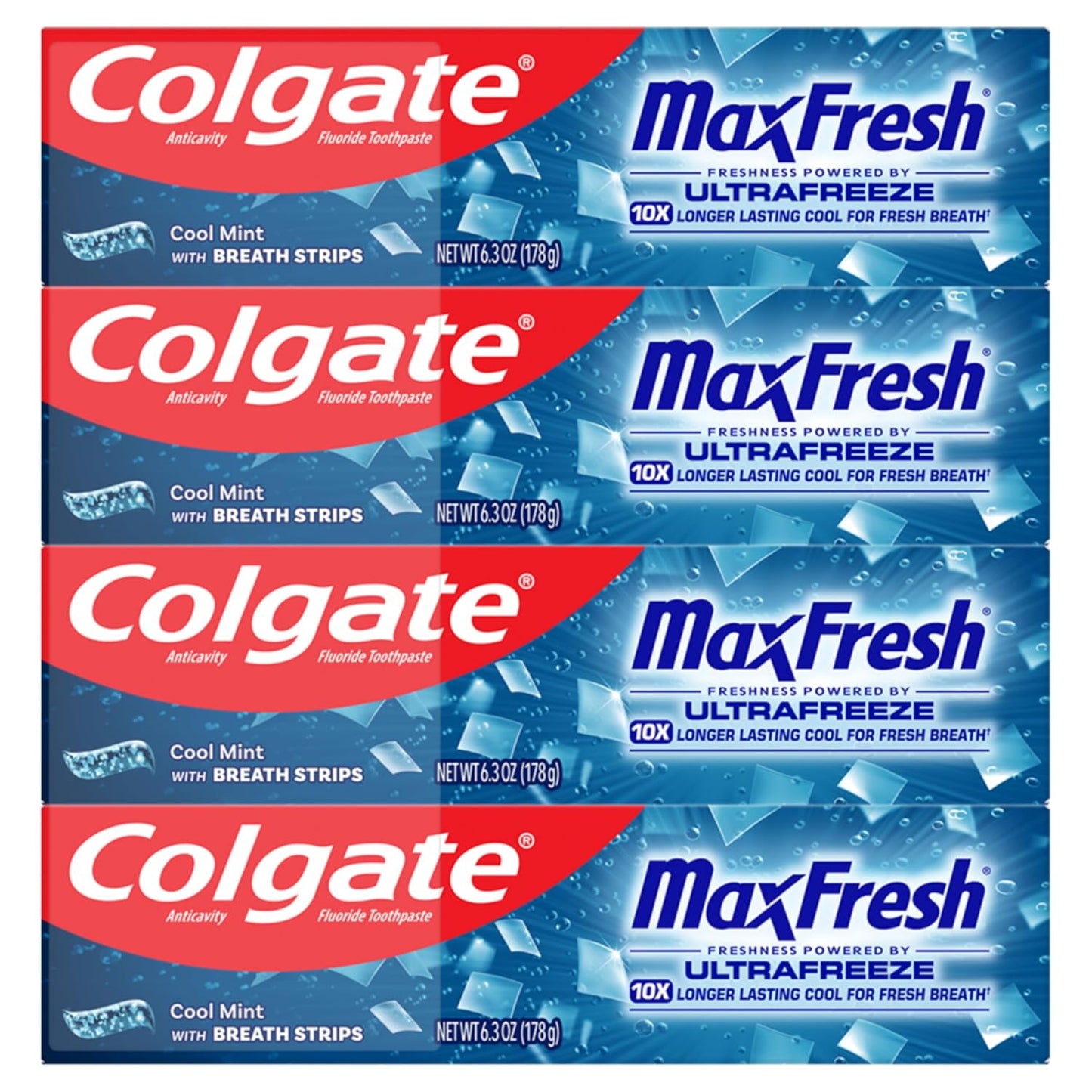 Colgate MaxFresh Cool Mint Toothpaste – Essential Dual-Action Cavity & Breath Protection, Clean Neutral 4-Pack Design