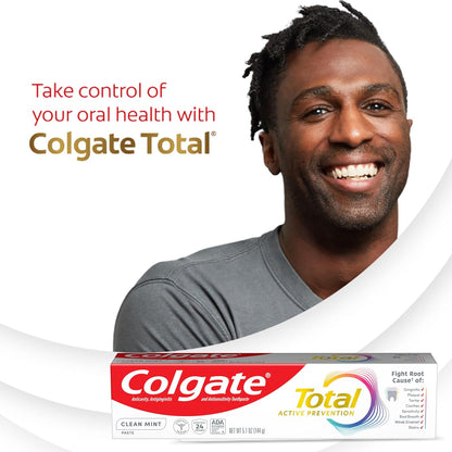 Colgate Total Active Prevention Clean Mint Toothpaste – Master Ensuite Wellness Essential for Daily Anticavity and Gingivitis Defense