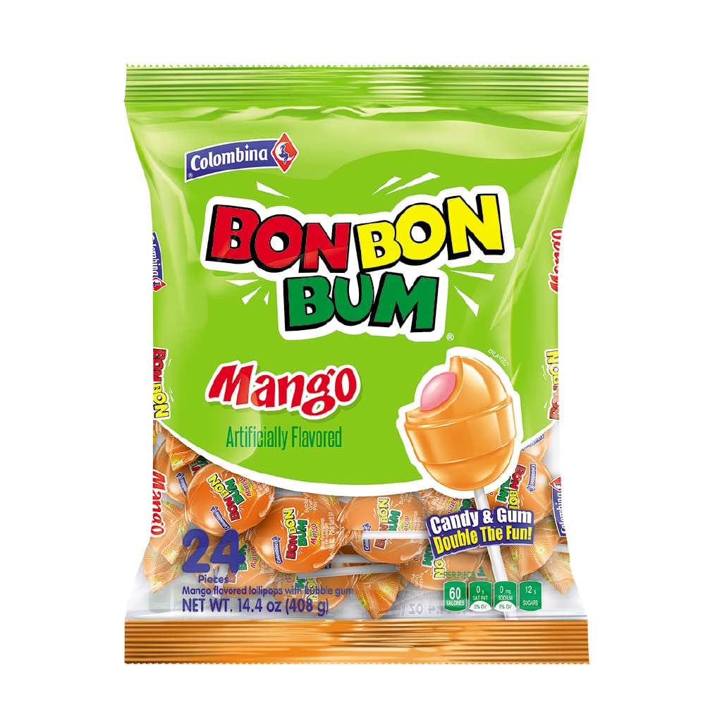 Colombina Bon Bon Bum Lollipops – 48-Count Tropical Candy Care Package for Latin American Family Abroad and Nostalgic Holiday Gifting