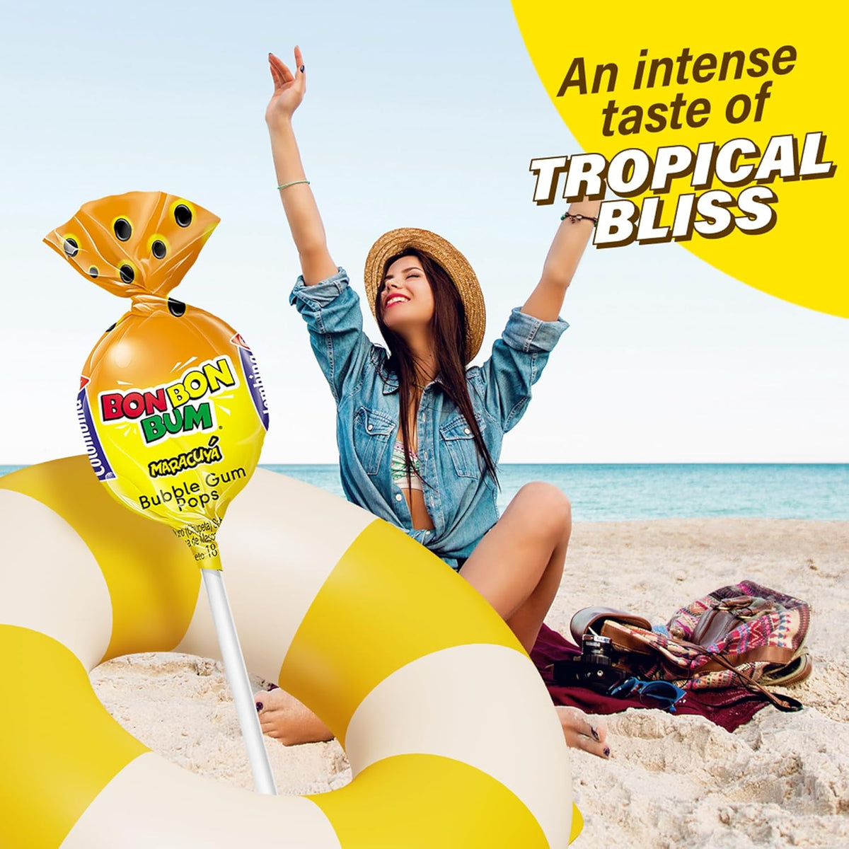 Colombina Bon Bon Bum Lollipops – Grab-and-Go Tropical Hard Candy for Hiking Trails, Beach Days and Patio Lounging