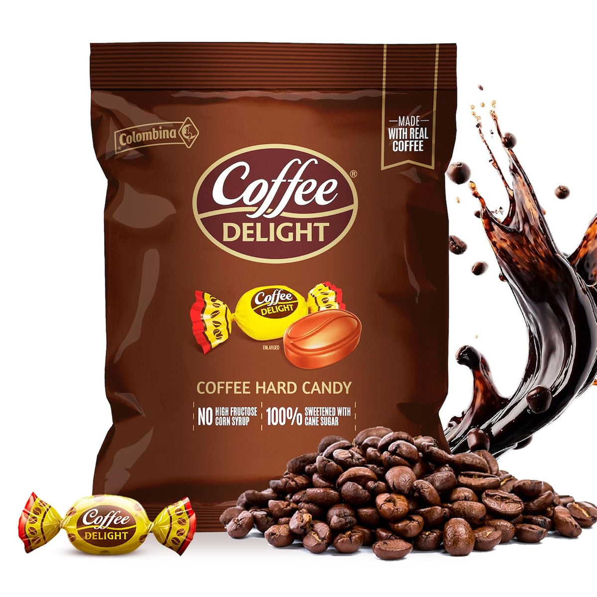 Colombina Coffee Delight Hard Candy – Caffeine-Free Afternoon Pick-Me-Up for Mindful Snacking, Gluten Free, 100 Pieces
