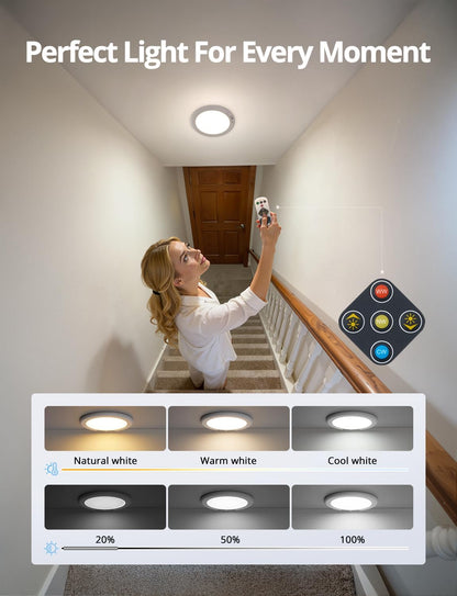 Combuh Rechargeable Wireless Shower Light – Flameless Battery Operated Overhead Lamp Safe for Kids and Pets in Damp Rooms