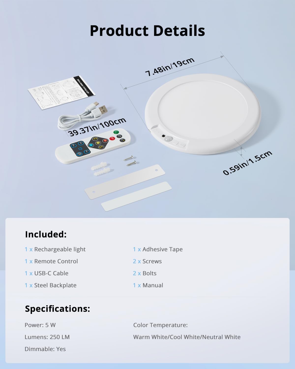 Combuh Rechargeable Wireless Shower Light – Flameless Battery Operated Overhead Lamp Safe for Kids and Pets in Damp Rooms