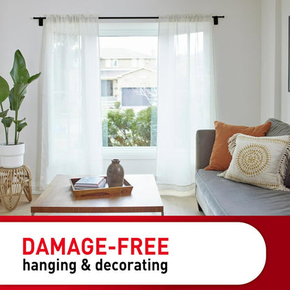 Command 10 lb Satin Nickel Curtain Rod Hooks for Minimalist Bedroom Design, Tool-Free Hardware for Clutter-Free Walls