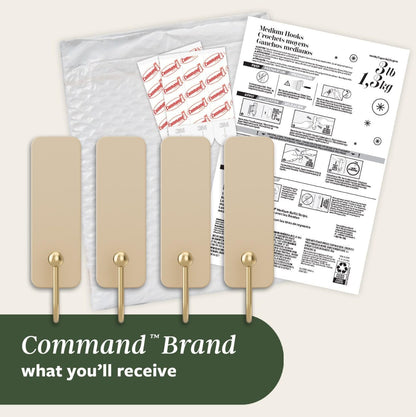 Command Medium Wire Hook Rosemary Designer Hooks for Living Room Decor, No-Drill Hanging for Bags and Accessories