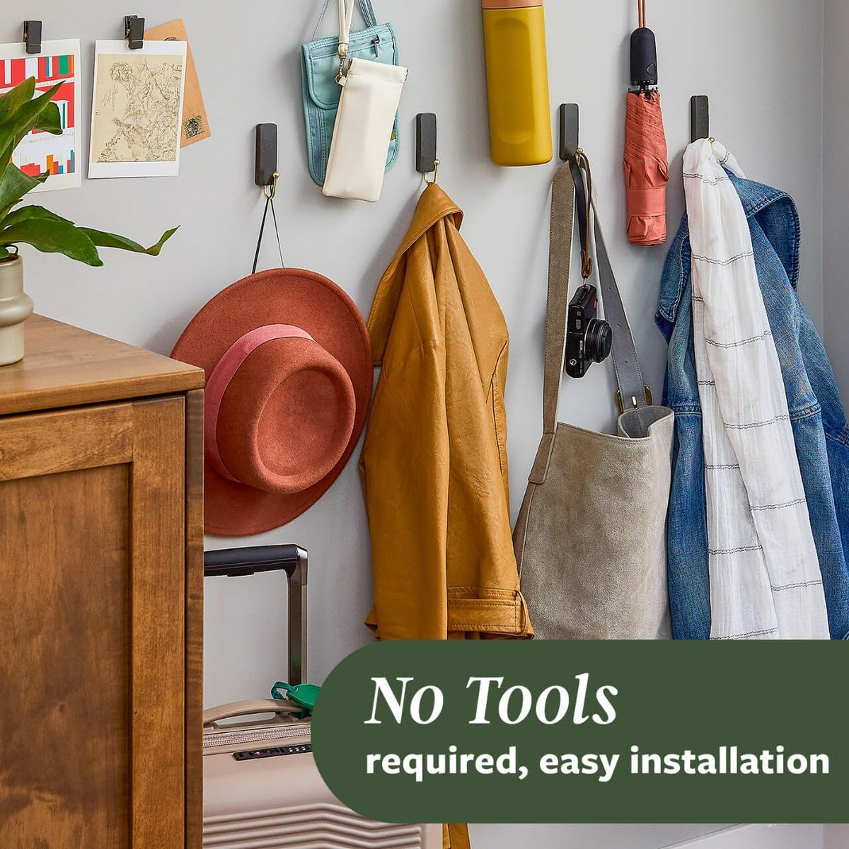 Command Medium Wire Hook Rosemary Designer Hooks for Living Room Decor, No-Drill Hanging for Bags and Accessories