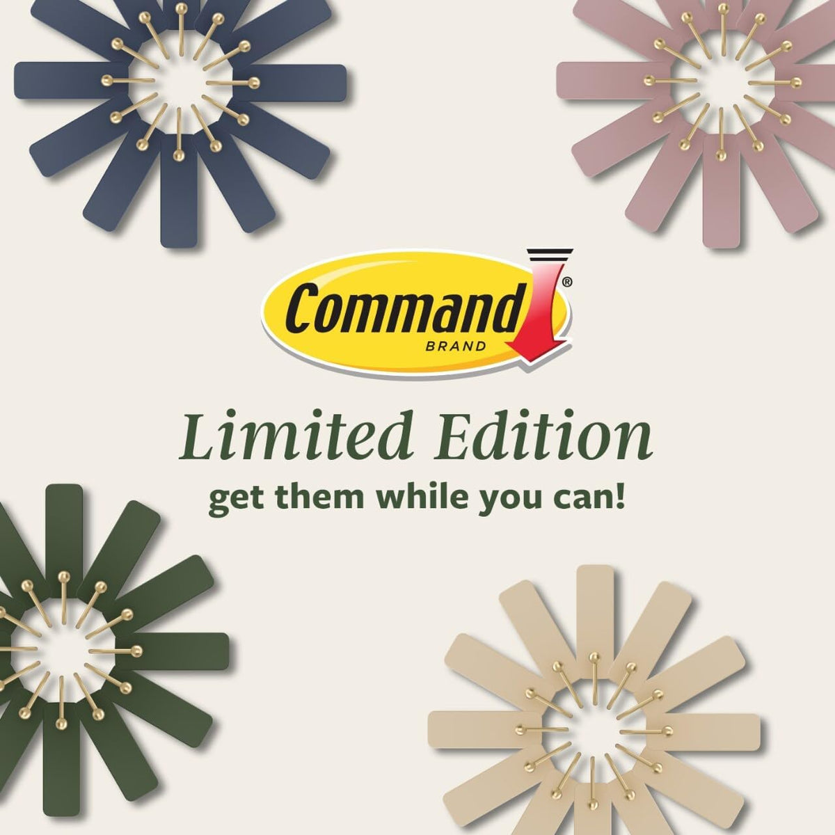 Command Medium Wire Hook Rosemary Designer Hooks for Living Room Decor, No-Drill Hanging for Bags and Accessories