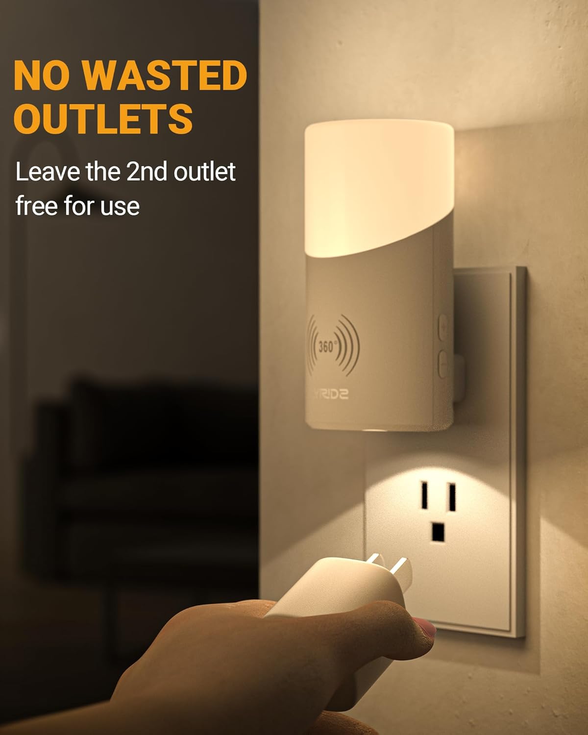 compact plug-in form factor that preserves second outlet