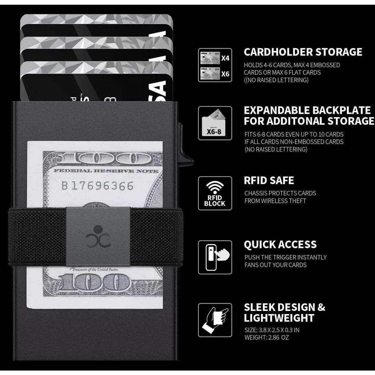 compact slim dimensions (3.9 x 2.5 x 0.7 inches) designed for front-pocket carry