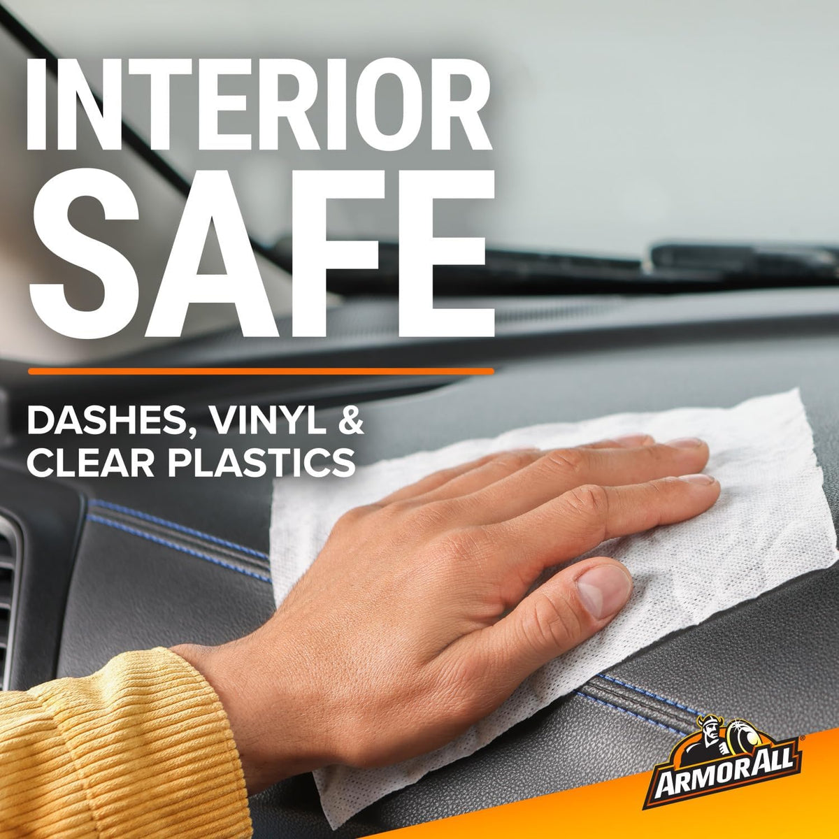 compatibility with dashboards, vinyl, clear plastics, carpet, and fabric