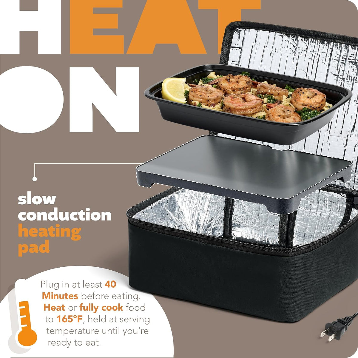 compatibility with flat-bottom sealable containers up to 8.75" w x 6.75" l x 2.5" h (1.5 quarts)