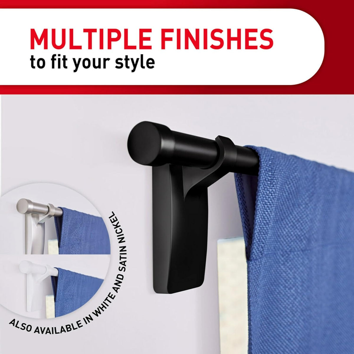 compatible with curtain rods up to 48 inches long