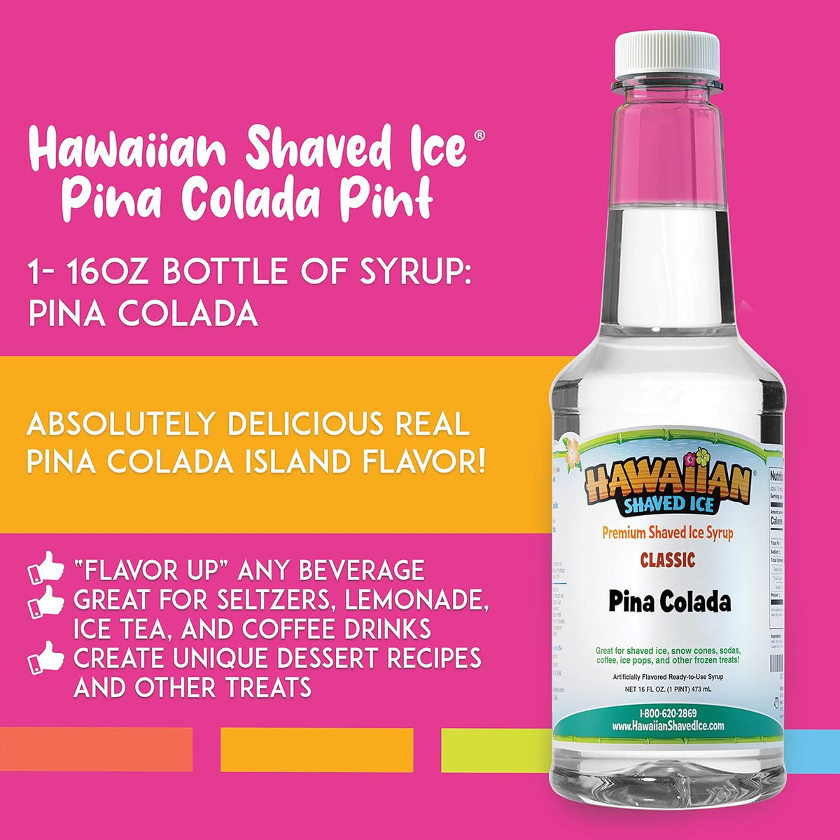 compatible with shaved ice machines, snow cone makers, granitas, and standard drink mixing