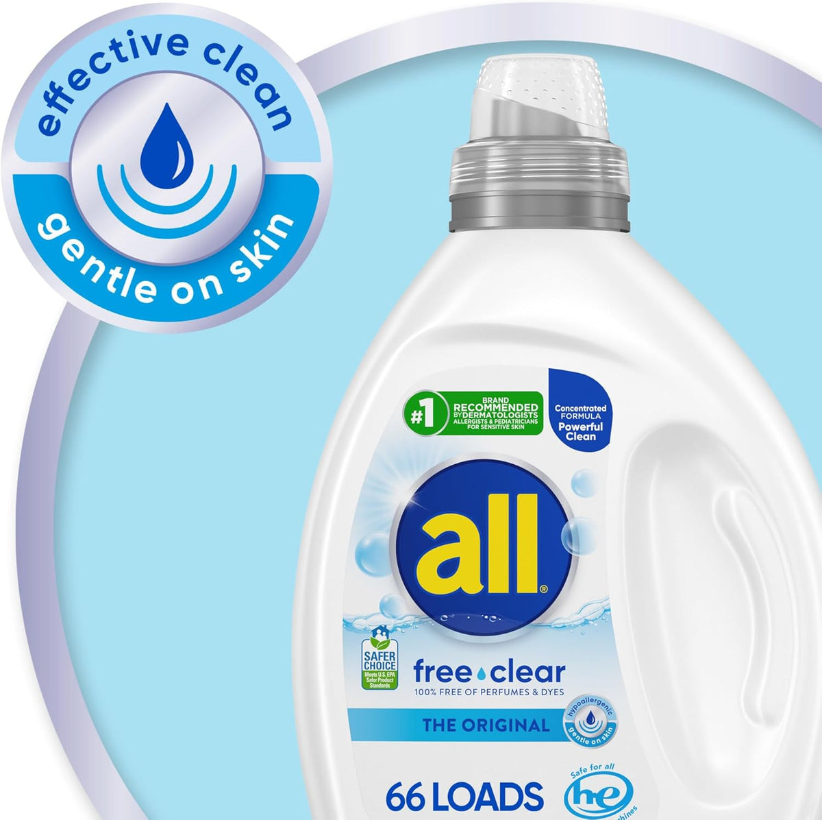 concentrated liquid delivering 66 loads in a single 50oz bottle