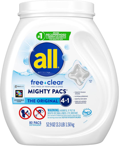 concentrated single-dose mighty pac format with pre-measured detergent